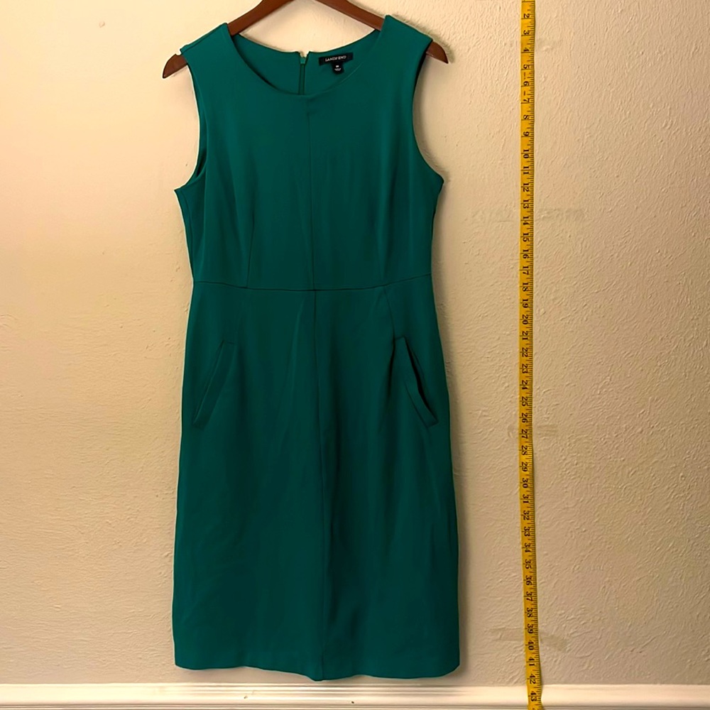 Lands End Green Dress, sleeveless, size 10. Perfect for work!